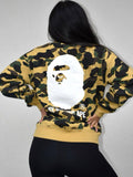 Yellow Bape x Champion 1st Camo Crewneck