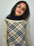 Vintage Burberry Slash Neck Sweater