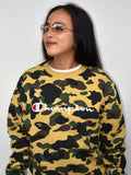 Yellow Bape x Champion 1st Camo Crewneck