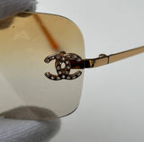 Vintage Gold Chanel CC Diamanté Sunglasses