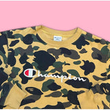 Yellow Bape x Champion 1st Camo Crewneck