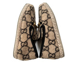 Beige Gucci GG Supreme Horsebit Wool Loafers