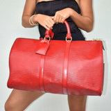 Vintage Red Louis Vuitton Keepall 50